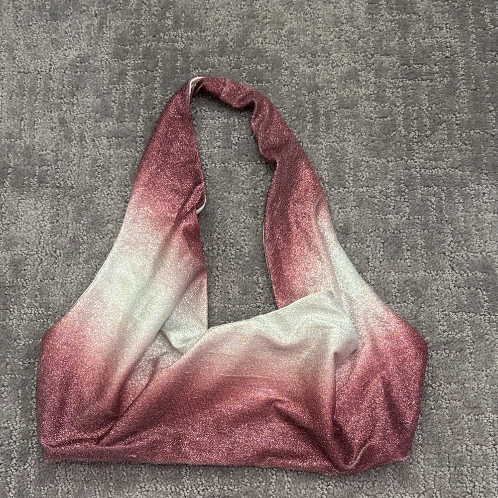 Shimmer Ombre Halter crop top in Rose Gold and Cream